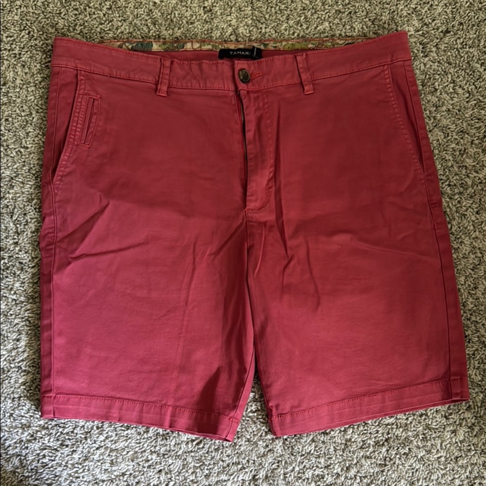 Tahari Men's Vibrant Red Flat Front Shorts